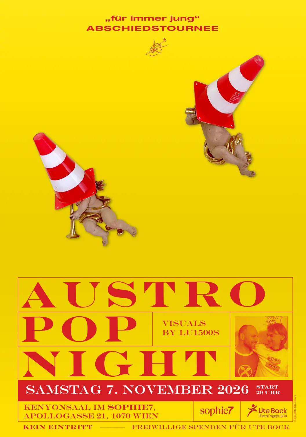 Plakat: Austro Pop Night am 7. November 2026 im sophie7